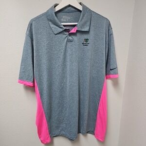 Nike Golf Polo Men's XL Gray Pink Tour Performance Woodloch Springs 639705-494